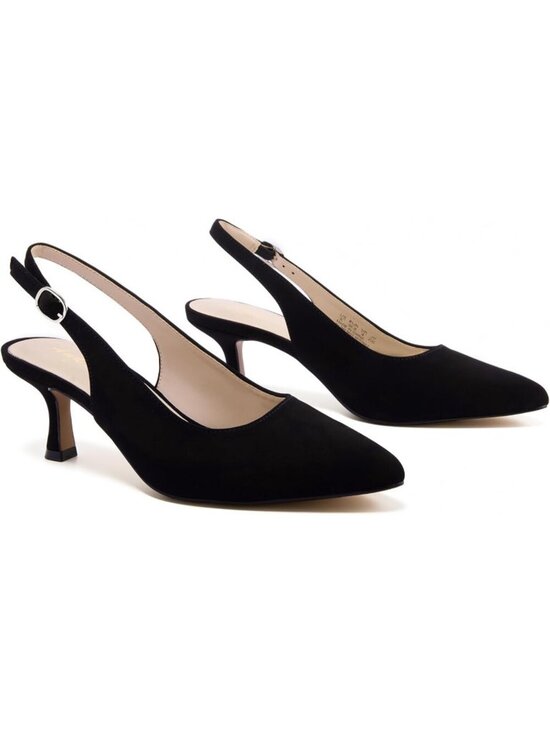 Shoes - Women's Slingback Kitten Heels Pointed Toe Low Heel Black Nu Pumps Dress Shoes
